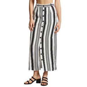 Forever 21 Striped Button Front Midi Skirt